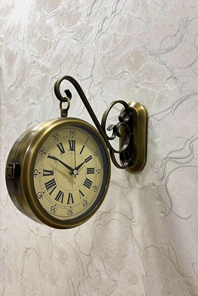 handanca 37x28 Cm Eskitme Metal Istasyon Duvar Saati