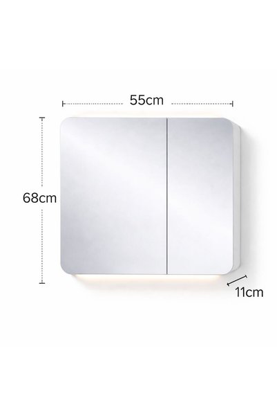 Radinavico Set mobilier baie, 60x47x40cm si dulap cu oglinda LED si dezaburire 55x68x11cm, aluminiu, alb