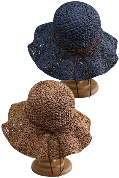 Uniquetrenders Women's Summer Straw Hat Knitted Patterned Wide Brim Bohemian ...