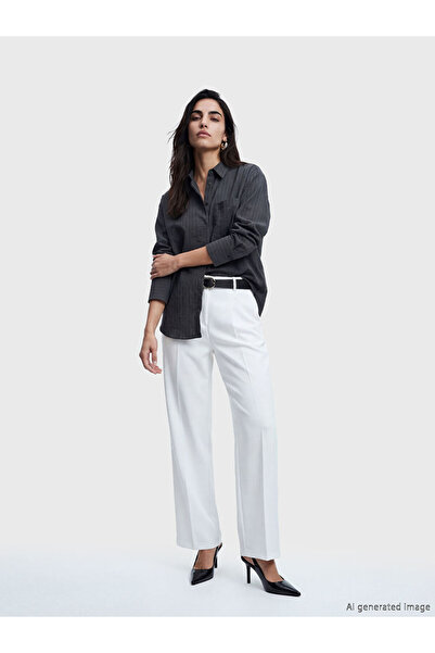 LC Waikiki Ecru Buy Belt Women's Pleated Fabric Pants