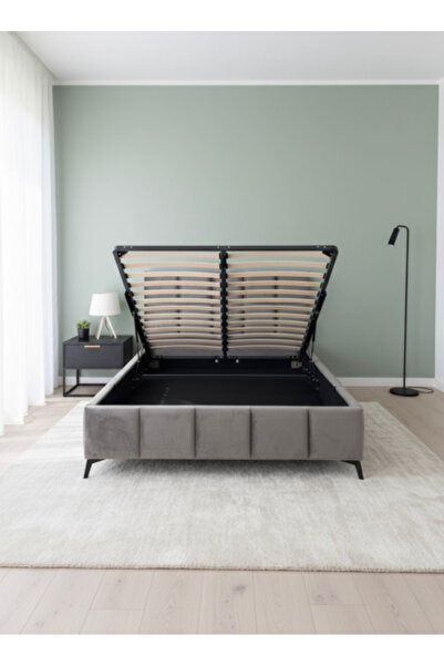 MarketMob Pat Rubik 160x200 Lada de Depozitare Tapitat Catifea Gri