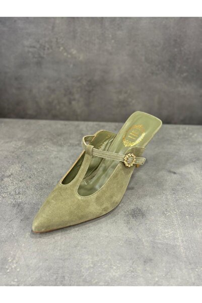 NISH Handmade Genuine Leather Heelled Slippers (Heel Height 8 cm)