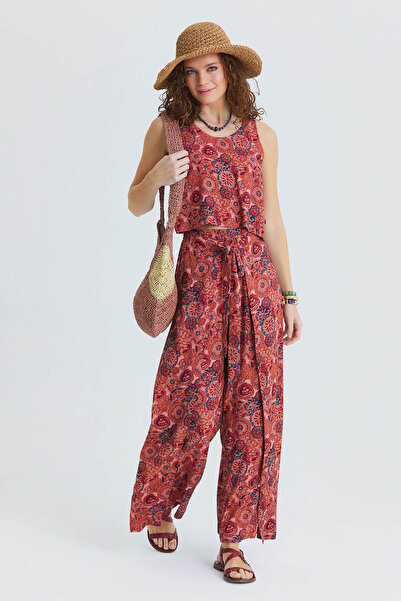 Los banditos Μποέμ φόρεμα με ελαστική μέση με κουμπιά