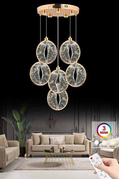 Asia 6pcs Gold Operated 3 Colors Led Modern Luxury Led Chandelier