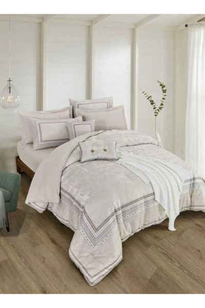 INREST Florence King Comforter Set 240 × 260 cm – Luxury 8 Pieces Jacquard Em...