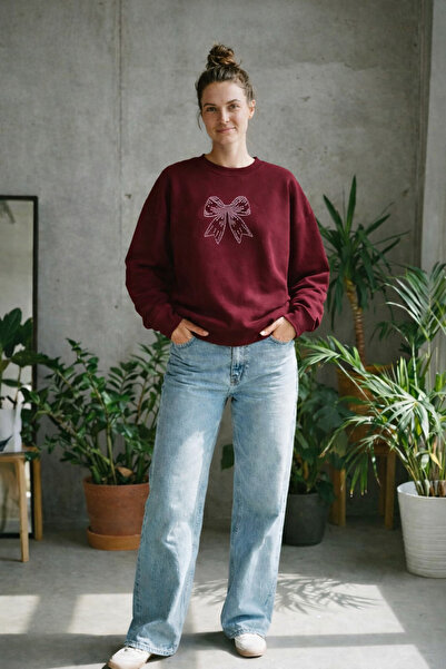 ZAVIXO - سويت شيرت نسائي مطبوع عليه حجر فانكي ستراوك باللون الوردي