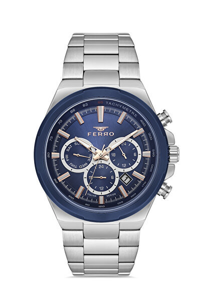 FERRO Silver Steel Cord Men's Wristwatch Fm11641A-L3 Functions Active 3 Atm W...