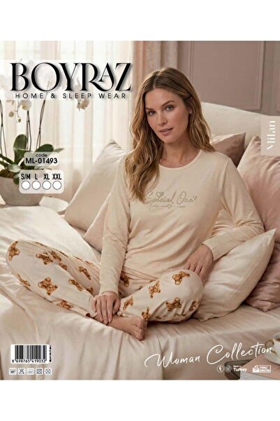 BEYAZTOPTAN Boyraz Milan Women's Long Sleeve Pajama Set - Comfortable Fit Sea...