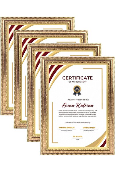 Decorhills شهادة بتصميم كلاسيكي مقاس A4 – للعرض على الحائط أو الطاولة، ذهبي، ...