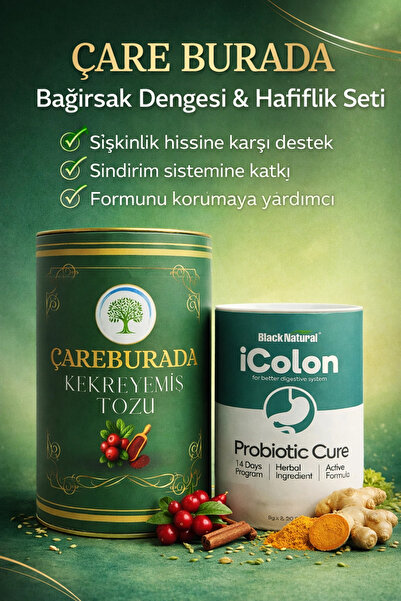 Çare Burada ÇareBurada Bağırsak Dengesi & Hafiflik Seti Kekreyemiş Tozu 8 g x...