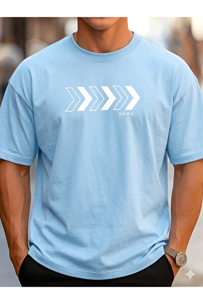 VODEXA Tricou oversize unisex cu imprimeu GAMA, 100% bumbac, croială conforta...