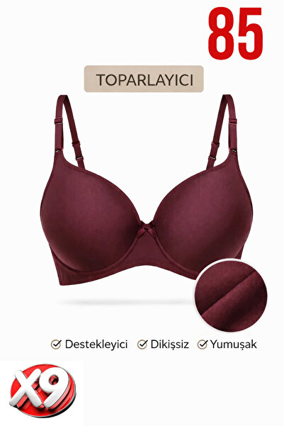 PRUSA İÇ GİYİM Women's Padded (Supported) Underwire Gathering Bra in Burgundy...