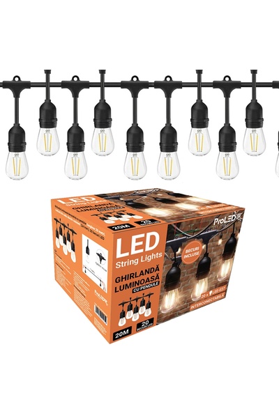 proled Φίστα Πλας 20μ φωτοσειρά LED με 20 λαμπτήρες νήματος E27 περιλαμβάνονται