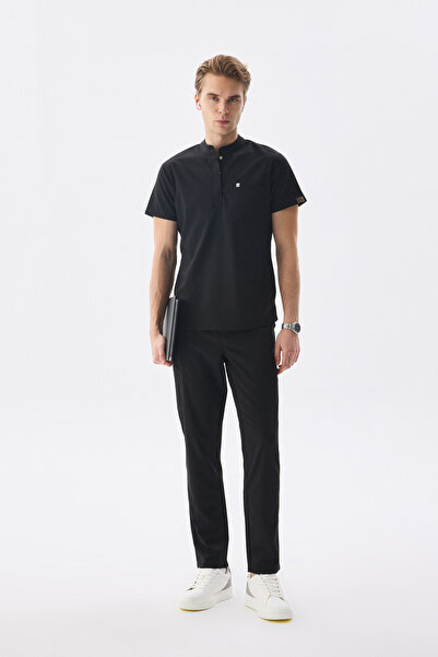 Class Üniforma ΝΟΒΑ |   Ανδρική φανέλα νοσοκόμας με μαύρο γιακά από Lycra