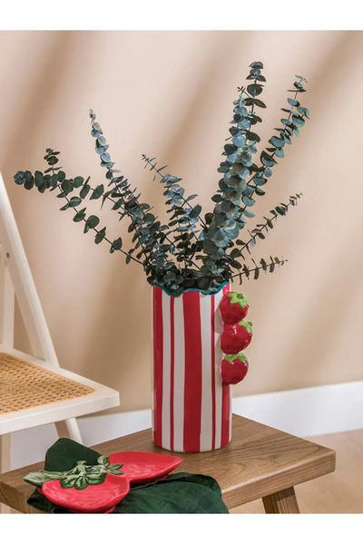 LC Waikiki Lcw Home Mixed Strawberry Patterned Ceramic Vase 23 cm