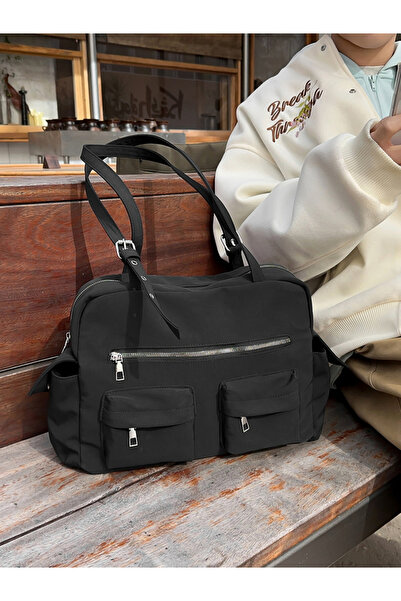 Take Two By Styli Black Double Strap Shoulder Bag