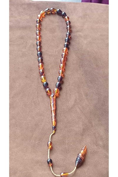 SUGÜLİNSHOP & HANDMADE JEWELRY Natural Squeeze Drop Model Amber Prayer Beads