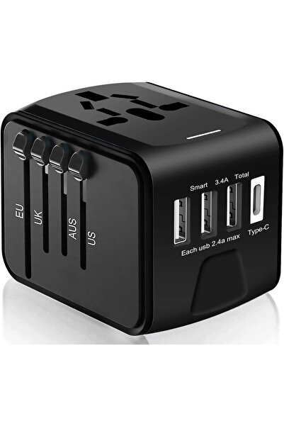 Generic Whzld Universal Travel Adapter, USB 2.4A & Type-C 3A, UK EU AU Asia, ...