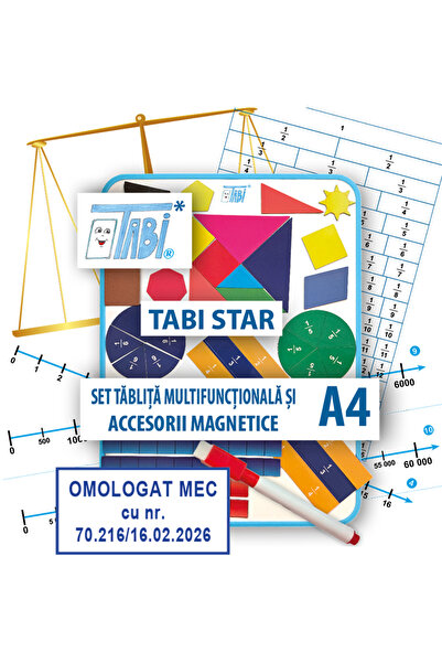 Editura Sigma TABI STAR Tablă multifuncțională A4 cu accesorii magnetice