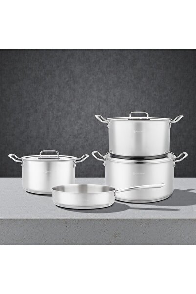 parlahome طقم أواني طهي 7 قطع من سلسلة أكيورا A-210، ستانلس ستيل 304، مناسب ل...