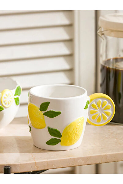 LC Waikiki كوب سيراميك منقوش بالليمون من إل سي دبليو هوم، 330 مل