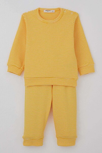 Breeze طقم بيجامة للأطفال الأولاد بفتحة على الكتف وخطوط مضلعة، من 4 أشهر إلى ...
