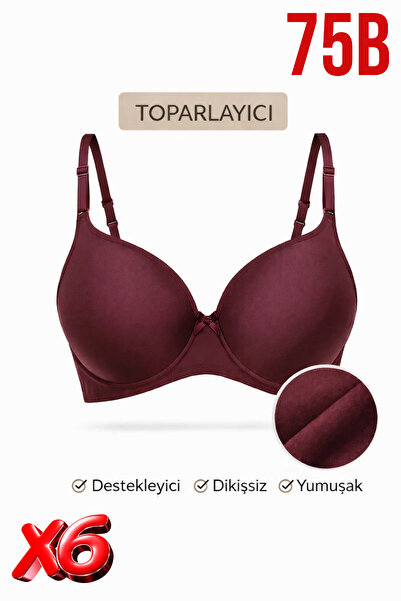 PRUSA İÇ GİYİM Women's Padded (Supported) Underwire Gathering Bra in Burgundy...