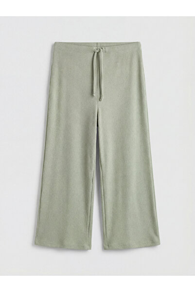 LC Waikiki Green Elastic Waist Wide Leg Textured Women's Pajama Bottoms from ...