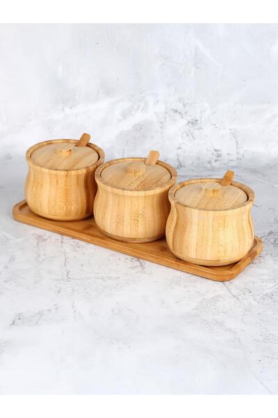 MİEN Brown Unisex 3-Piece Bamboo Spice Rack Set Model Code: Mien-1418Brown