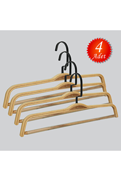 NYN شماعات بناطيل خشبية سوداء من بارلي، 4 قطع