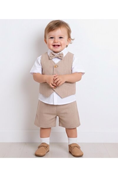 LİTTLE ANGELS Baby Boy Stylish Linen Vest Shorts Set