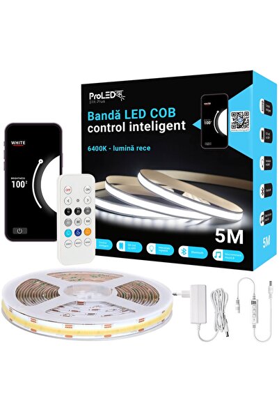 proled Kit bandă LED COB 5M APP 6400K, Control inteligent, Cod QR, Sincroniza...