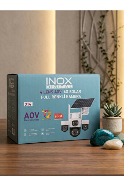 inox X14 4 Lens Renkli eSIM Solar Güneş Enerjili Kamera