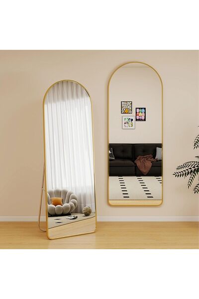 Decorhills مرآة مقوسة كاملة الطول 157×47 سم - إطار من سبائك الألومنيوم مع حام...