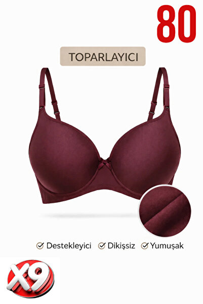 PRUSA İÇ GİYİM Women's Padded (Supported) Underwire Gathering Bra in Burgundy...