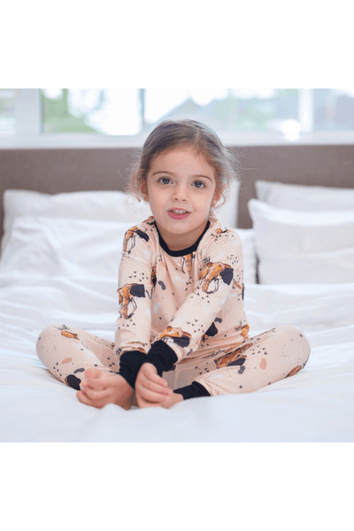 Zipster Pijama din 2 piese, material din bambus, - Safari, Maro și Negru, pen...