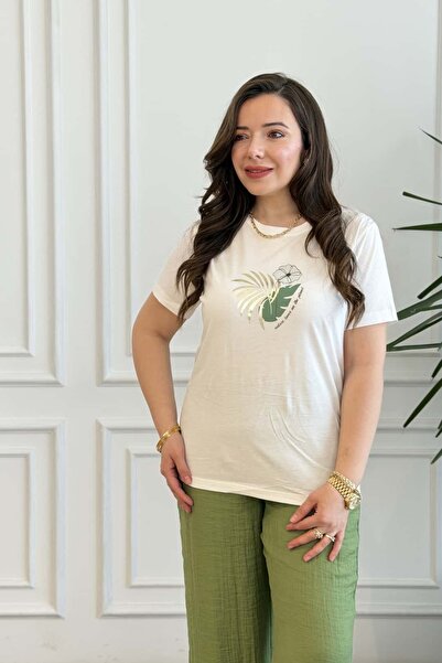 yb yağmur butik Μπλουζάκι με στάμπα πέτρινων λουλουδιών