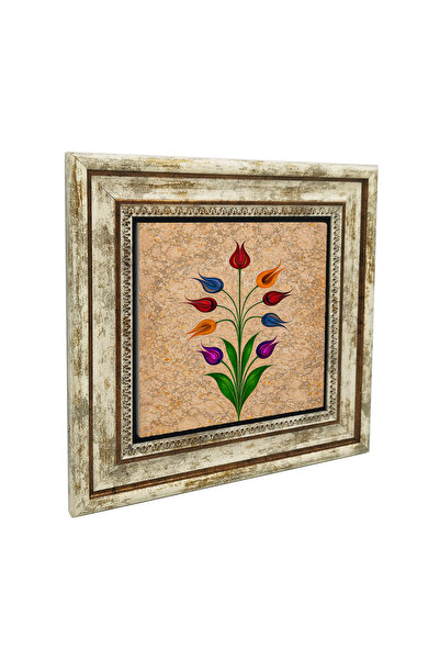 Sadrazam Tablou din piatră naturală cu imprimeu Ebru și 9 Lalele 25X251G-9Lal...