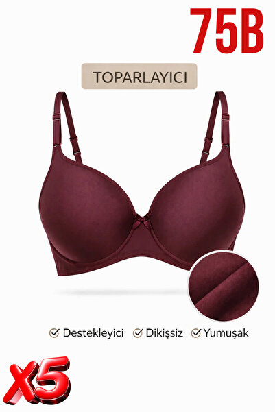 PRUSA İÇ GİYİM Women's Padded (Supported) Underwire Gathering Bra in Burgundy...