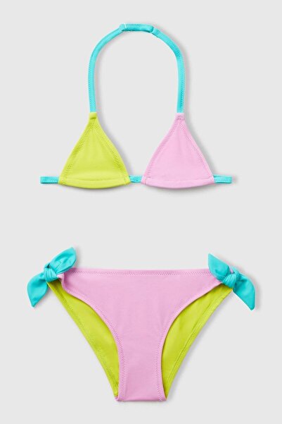 United Colors of Benetton Set bikini roz pentru femei/fete, cu bretele la gât...