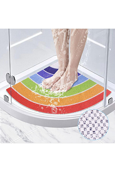 OEM Anti-slip shower mat 60x60 cm, semi-circular, rainbow