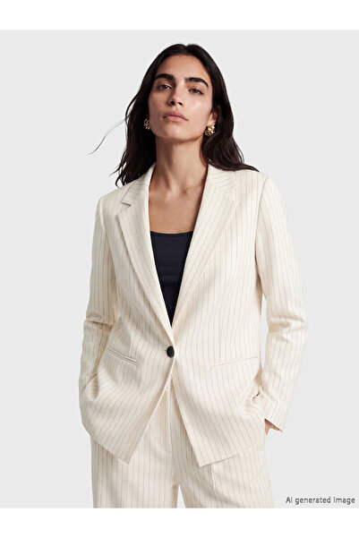 LC Waikiki Striped Linen Blend Women's Blazer Jacket for Style Seekers from U...
