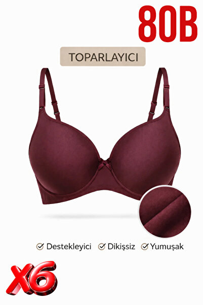 PRUSA İÇ GİYİM Women's Padded (Supported) Underwire Gathering Bra in Burgundy...