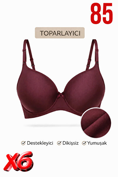 PRUSA İÇ GİYİM Women's Padded (Supported) Underwire Gathering Bra in Burgundy...