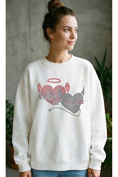 ZAVIXO Γυναικεία φούτερ Stroke Taş με σχέδιο καρδιές σε διάφορα χρώματα