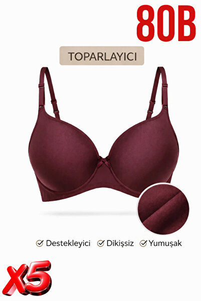 PRUSA İÇ GİYİM Women's Padded (Supported) Underwire Gathering Bra in Burgundy...