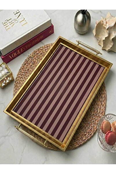 Öykü Şık Gold Kulplu Lüks Sunum Tepsisi - Modern Tasarım Dekoratif Çay Kahve ...
