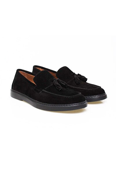 FRANCO CALVANI Black Color Laceless Genuine Leather Men's Suede Shoes