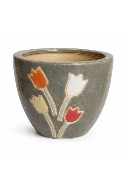 Home Ghiveci ceramic decorativ cu model floral, 16 cm