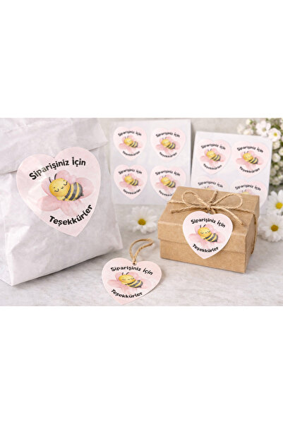 Renkli Dükkan2 Thank You Tag with Heart 5X6 cm 50 Pcs